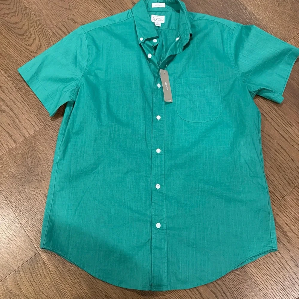 J. Crew Short-Sleeve Button-Down Shirt - Teal